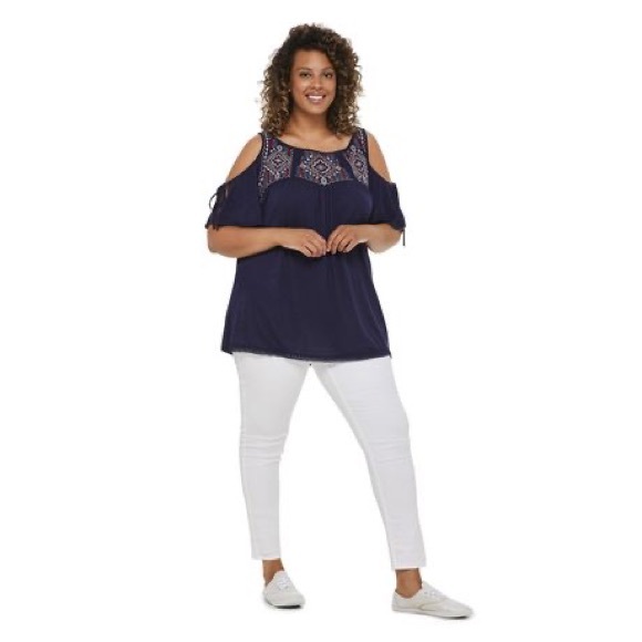Harper + Zoe Plus Women's Embroidered Cold Shoulder Top - Picture 5 of 11